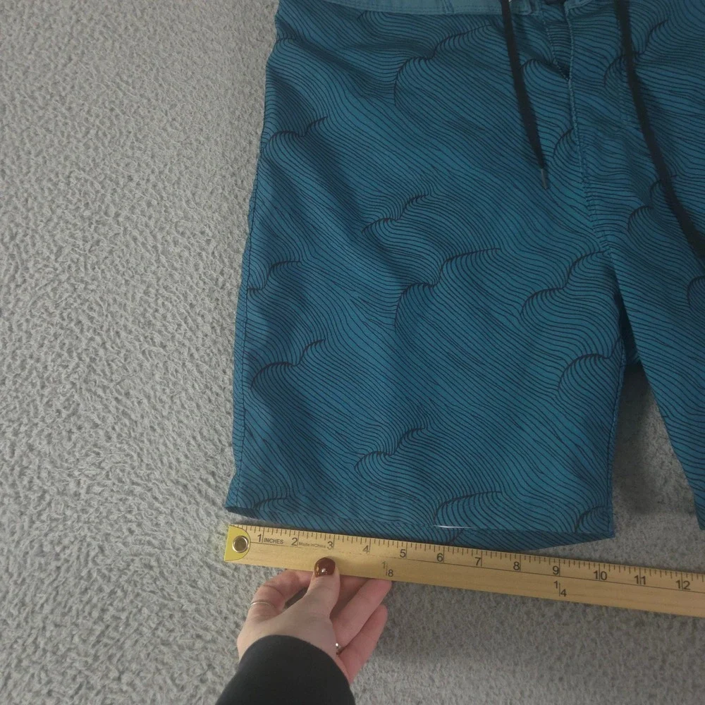 Hurley Shorts Mens 30 Teal Boardshorts Swim Trunks Wave Print Lace Up Active